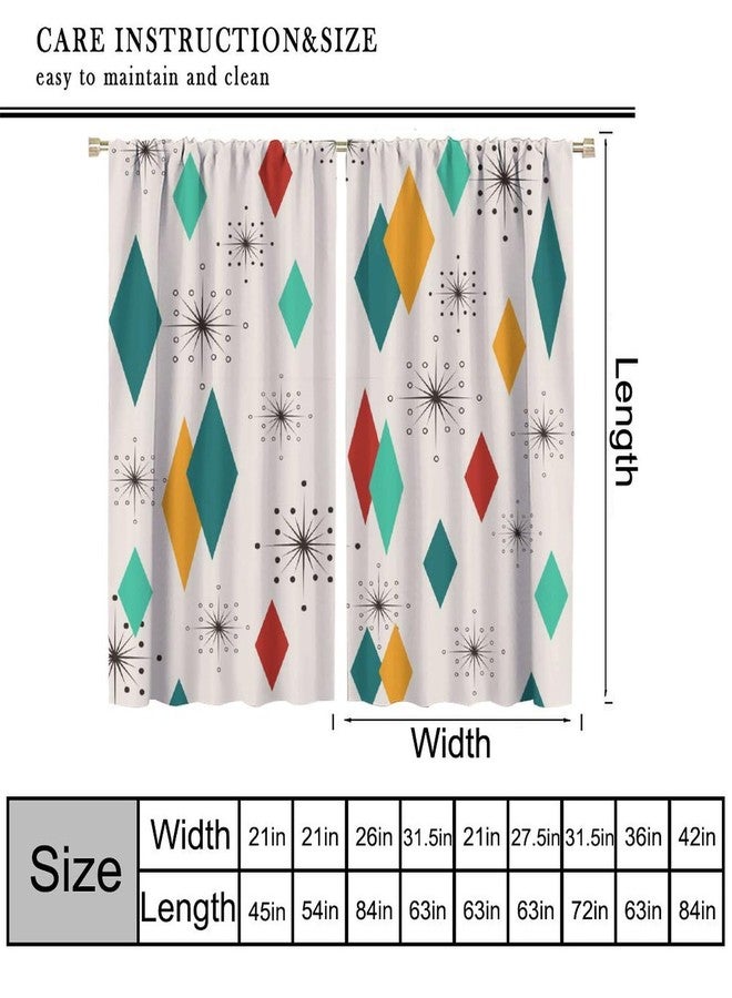 YCness Mid Century Curtains, Modern Diamond Pattern Print Window Treatments for Living Room Bedroom Nursery Kitchen, Absctract Geometric Retro 1950S 1960S Drapes 2 Panel Sets,42x45 Inch Decor - Image 3